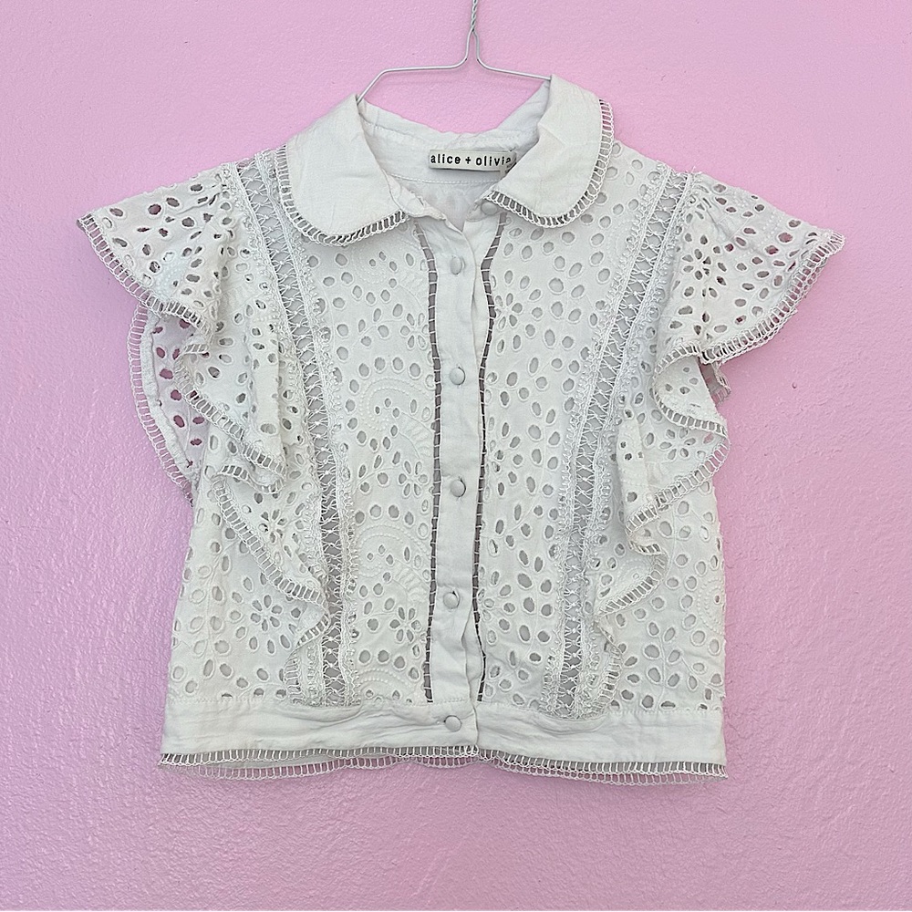 Alice + Olivia Cavan Embroidered Eyelet Blouse